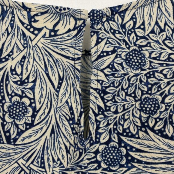 H&M x William Morris & Co 4 Floral Print Top Blouse Navy Blue Ivory - Picture 14 of 15